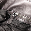 PRADA Frill Hand Bag Leather Gray Silver Auth am13348A-20