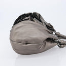 PRADA Frill Hand Bag Leather Gray Silver Auth am13348A-4