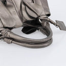PRADA Frill Hand Bag Leather Gray Silver Auth am13348A-8