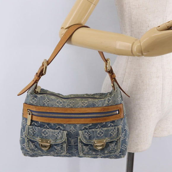 LOUIS VUITTON Monogram Denim Buggy PM Shoulder Bag Blue M95049 LV Auth am13351A