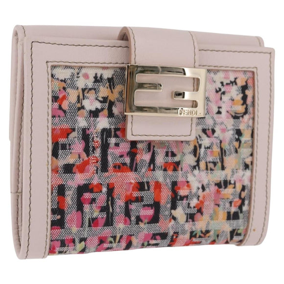 FENDI Zucchino Canvas Floral Wallet Multicolor Gold 8M0188 Auth am13358M