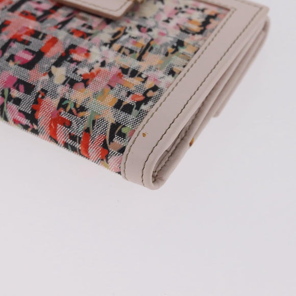 FENDI Zucchino Canvas Floral Wallet Multicolor Gold 8M0188 Auth am13358M