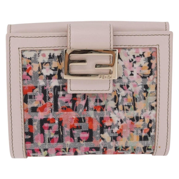 FENDI Zucchino Canvas Floral Wallet Multicolor Gold 8M0188 Auth am13358M