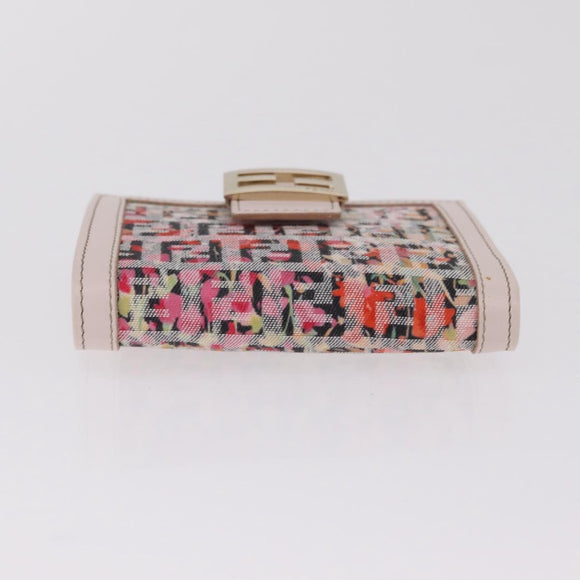 FENDI Zucchino Canvas Floral Wallet Multicolor Gold 8M0188 Auth am13358M