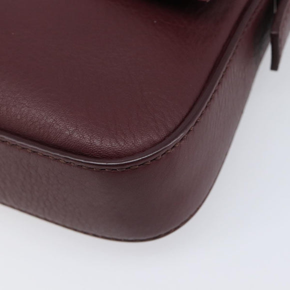 FENDI Mamma Baguette Shoulder Bag Leather Bordeaux Silver 8BR600 Auth am13362SAM