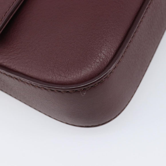 FENDI Mamma Baguette Shoulder Bag Leather Bordeaux Silver 8BR600 Auth am13362SAM