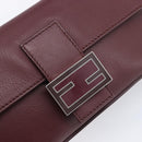 FENDI Mamma Baguette Shoulder Bag Leather Bordeaux Silver 8BR600 Auth am13362SAM-16
