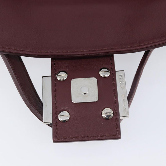 FENDI Mamma Baguette Shoulder Bag Leather Bordeaux Silver 8BR600 Auth am13362SAM