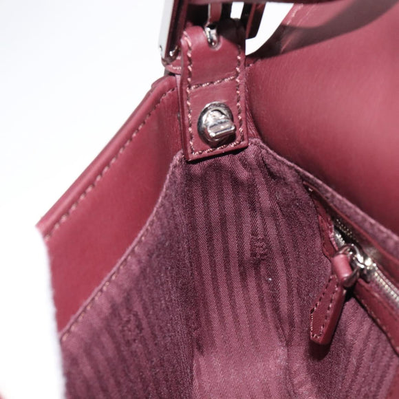 FENDI Mamma Baguette Shoulder Bag Leather Bordeaux Silver 8BR600 Auth am13362SAM