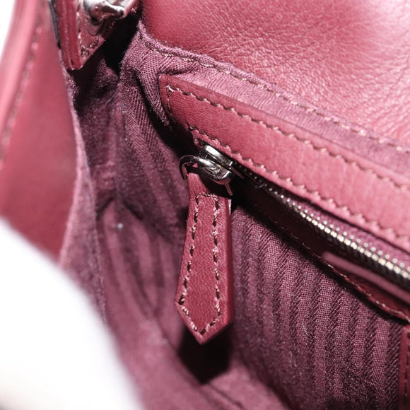 FENDI Mamma Baguette Shoulder Bag Leather Bordeaux Silver 8BR600 Auth am13362SAM