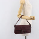 FENDI Mamma Baguette Shoulder Bag Leather Bordeaux Silver 8BR600 Auth am13362SAM-30