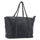 CHANEL Luxury Line Chain Tote Bag Leather Black Silver A31702 CC Auth am13366SAM-1