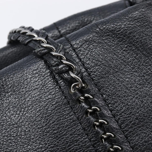 CHANEL Luxury Line Chain Tote Bag Leather Black Silver A31702 CC Auth am13366SAM