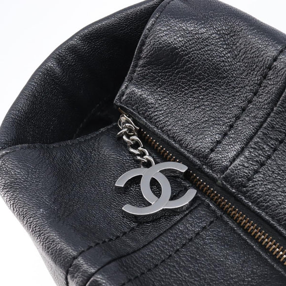 CHANEL Luxury Line Chain Tote Bag Leather Black Silver A31702 CC Auth am13366SAM