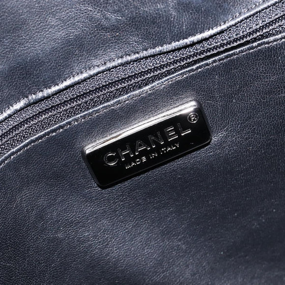 CHANEL Luxury Line Chain Tote Bag Leather Black Silver A31702 CC Auth am13366SAM