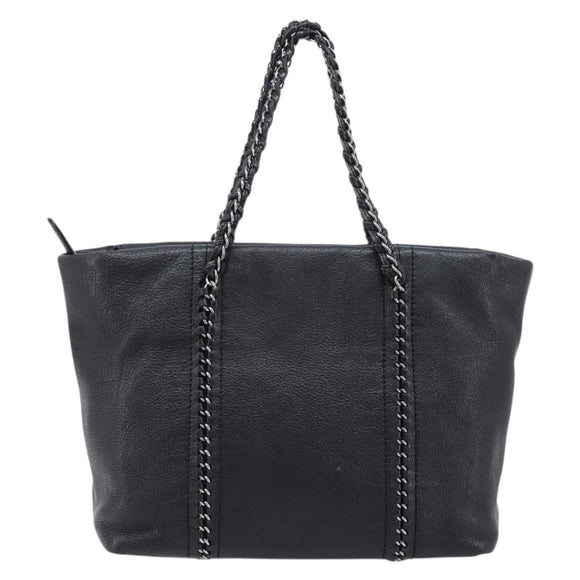 CHANEL Luxury Line Chain Tote Bag Leather Black Silver A31702 CC Auth am13366SAM