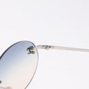 CHANEL CC Rimless Sunglasses Metal Blue Silver CC Auth am13369V-11