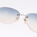 CHANEL CC Rimless Sunglasses Metal Blue Silver CC Auth am13369V-13