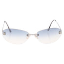 CHANEL CC Rimless Sunglasses Metal Blue Silver CC Auth am13369V-2