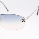 CHANEL CC Rimless Sunglasses Metal Blue Silver CC Auth am13369V-7