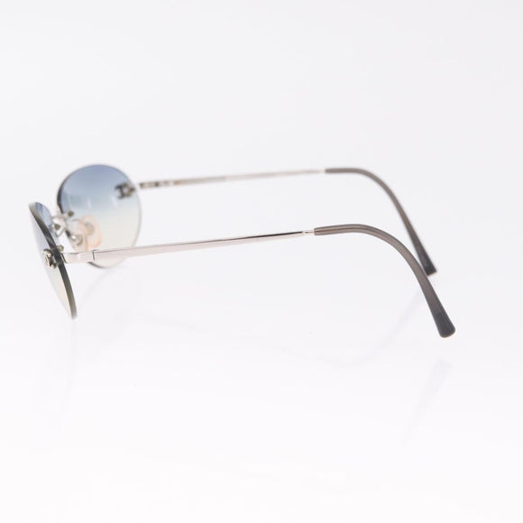 CHANEL CC Rimless Sunglasses Metal Blue Silver CC Auth am13369V