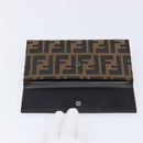 FENDI Zucca Canvas Long Wallet Brown Silver 8M0032 Auth am13370V-12