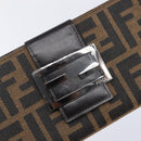 FENDI Zucca Canvas Long Wallet Brown Silver 8M0032 Auth am13370V-14