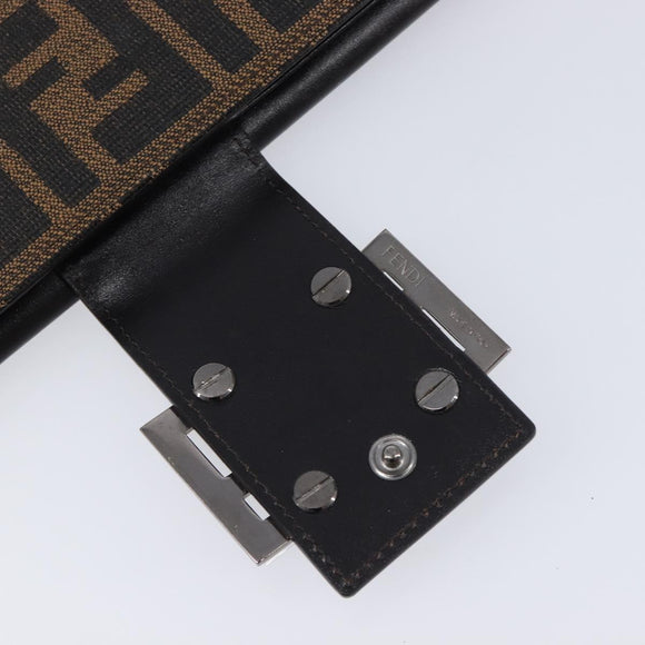 FENDI Zucca Canvas Long Wallet Brown Silver 8M0032 Auth am13370V