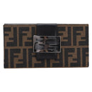 FENDI Zucca Canvas Long Wallet Brown Silver 8M0032 Auth am13370V-2