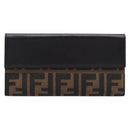FENDI Zucca Canvas Long Wallet Brown Silver 8M0032 Auth am13370V-3