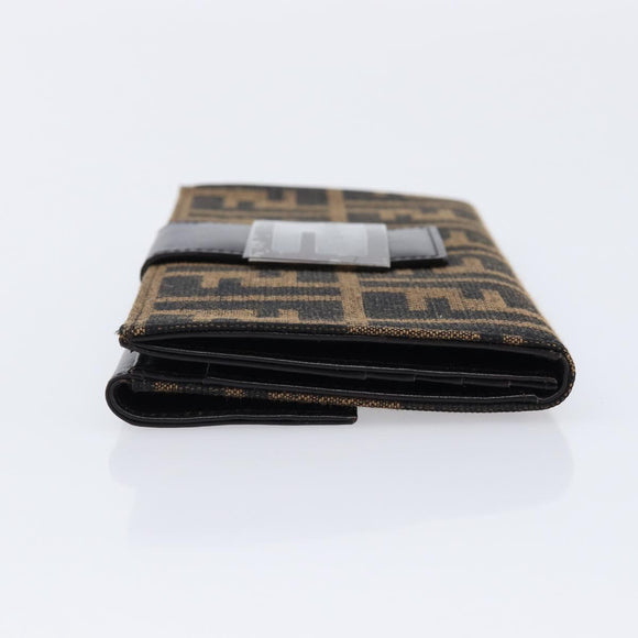 FENDI Zucca Canvas Long Wallet Brown Silver 8M0032 Auth am13370V