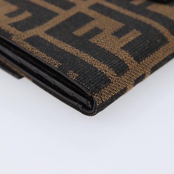 FENDI Zucca Canvas Long Wallet Brown Silver 8M0032 Auth am13370V