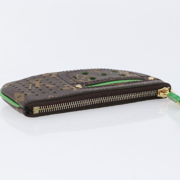 LOUIS VUITTON Monogram Perfo Pochette Cles Coin Purse Green M95186 Auth am13375M