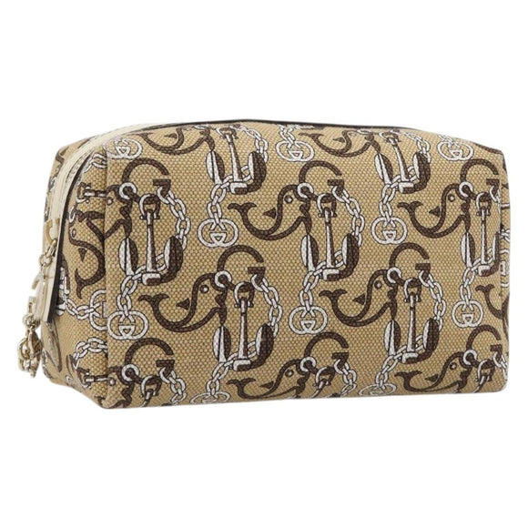 GUCCI Whale Pattern Pouch Canvas Brown Gold 29595 Auth am13376V