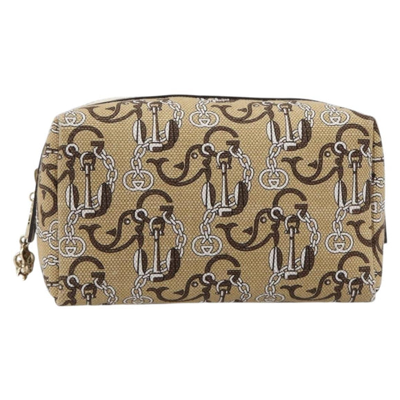 GUCCI Whale Pattern Pouch Canvas Brown Gold 29595 Auth am13376V