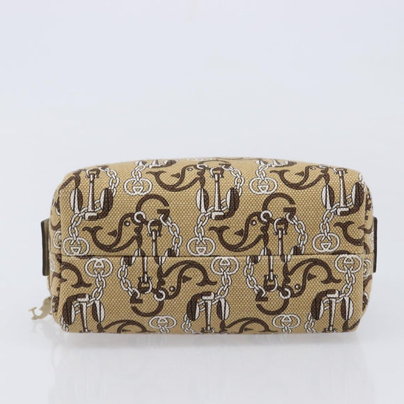 GUCCI Whale Pattern Pouch Canvas Brown Gold 29595 Auth am13376V