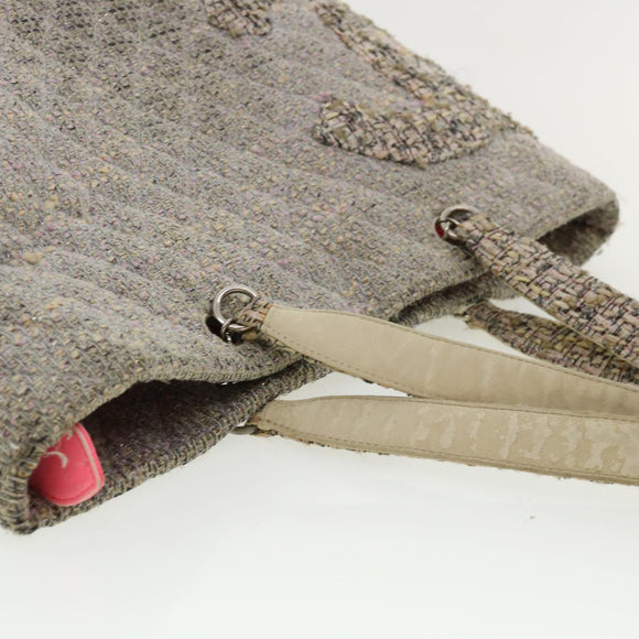 CHANEL Cambon Line Tote Bag Pink Gray CC Auth am3204