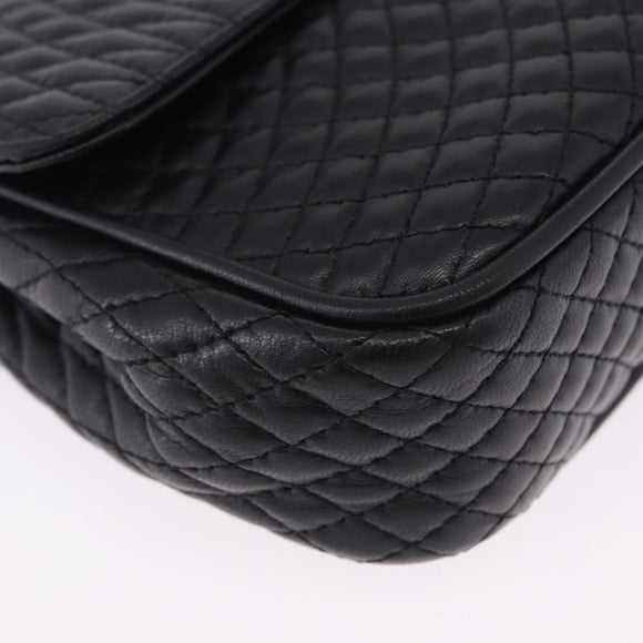 BALLY Matelasse Chain Shoulder Bag Leather Black Auth am3215V
