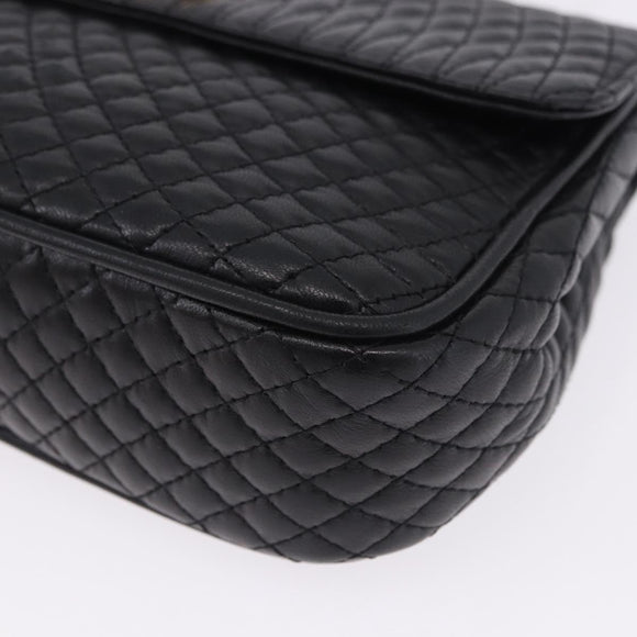 BALLY Matelasse Chain Shoulder Bag Leather Black Auth am3215V