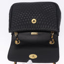 BALLY Matelasse Chain Shoulder Bag Leather Black Auth am3215V-16