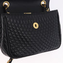 BALLY Matelasse Chain Shoulder Bag Leather Black Auth am3215V-18