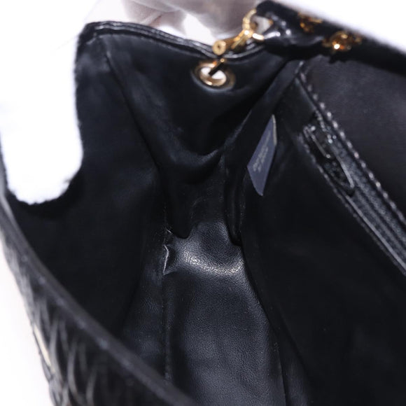 BALLY Matelasse Chain Shoulder Bag Leather Black Auth am3215V