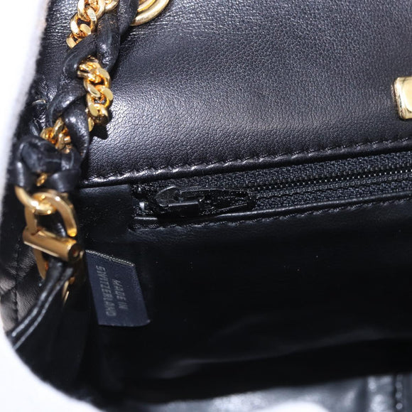 BALLY Matelasse Chain Shoulder Bag Leather Black Auth am3215V