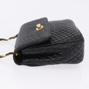 BALLY Matelasse Chain Shoulder Bag Leather Black Auth am3215V-5