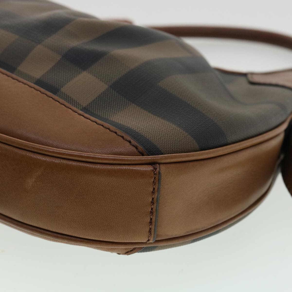 BURBERRY Nova Check Shoulder Bag Canvas Leather Brown Auth am3251
