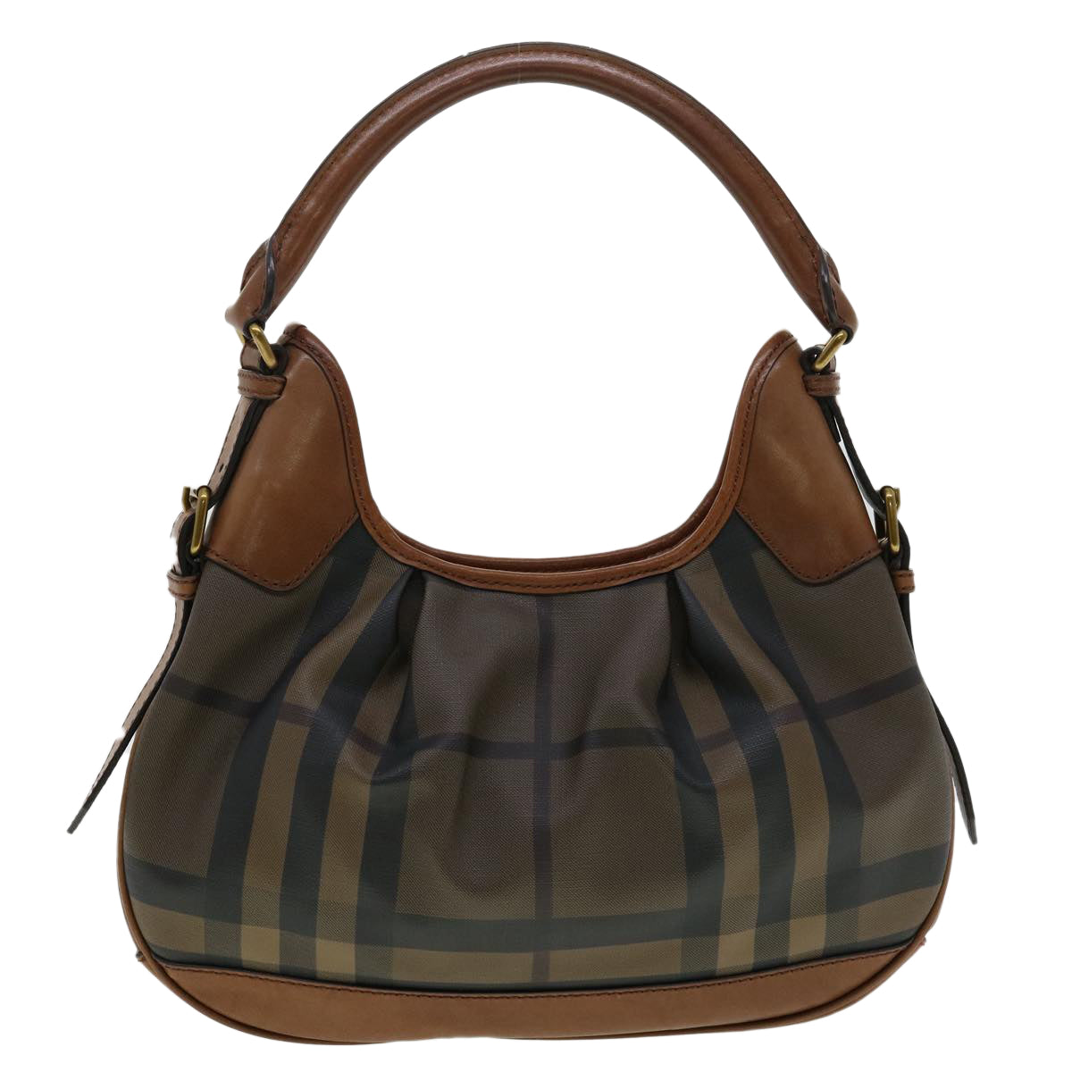 BURBERRY Nova Check Shoulder Bag Canvas Leather Brown Auth am3251 - 0