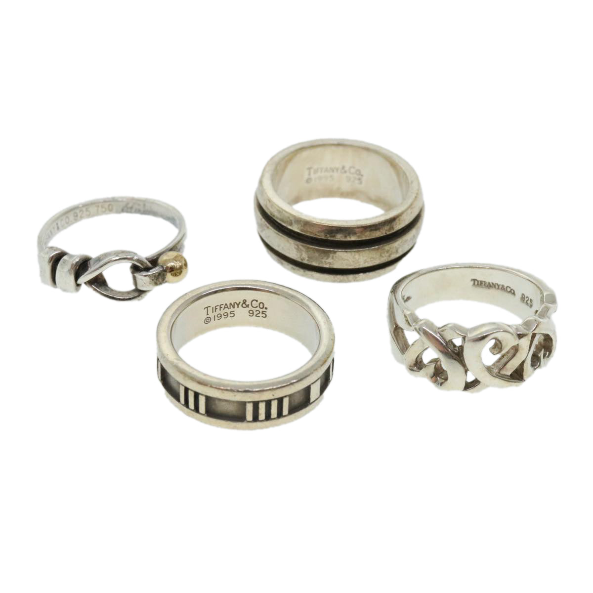 TIFFANY&Co. Ring 4Set Silver Auth am3283