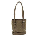 LOUIS VUITTON Monogram Satin Little bucket Hand Bag Beige M92145 LV Auth am3521V-13