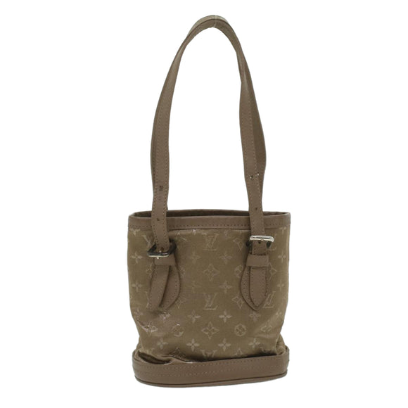 LOUIS VUITTON Monogram Satin Little bucket Hand Bag Beige M92145 LV Auth am3521V