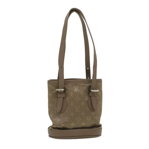 LOUIS VUITTON Monogram Satin Little bucket Hand Bag Beige M92145 LV Auth am3521V